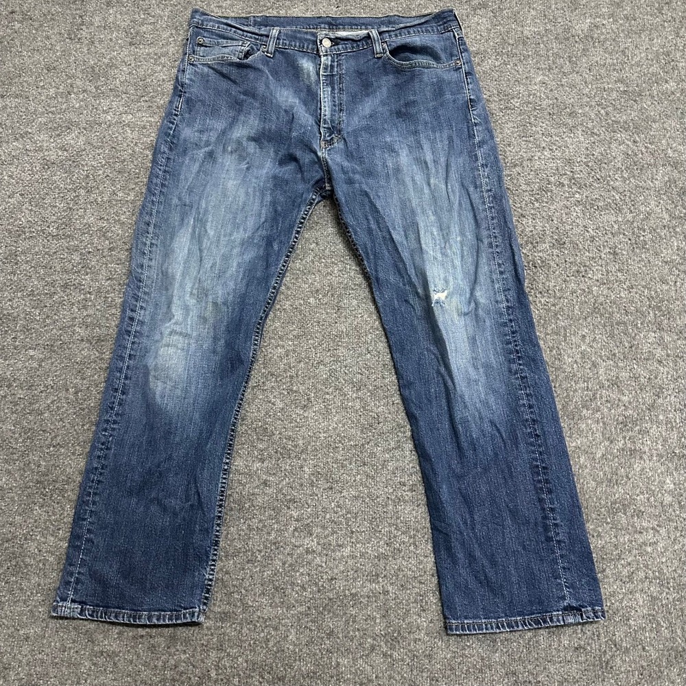 Levi's Jeans Mens Size 40x29 Blue Straight Leg Distressed Denim Stretch Pockets